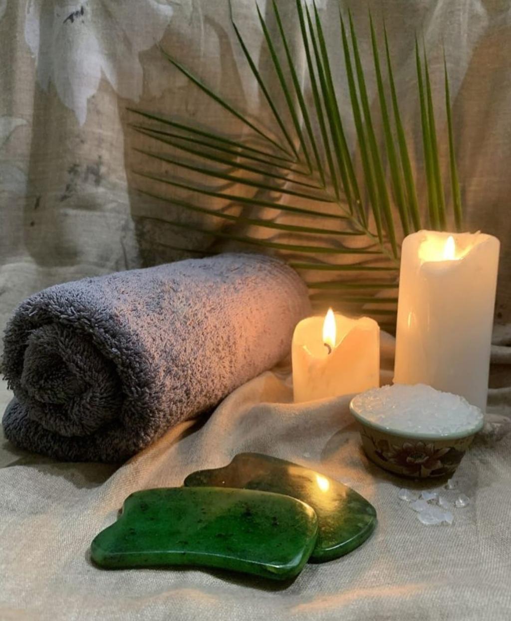 Spa scene with skincare tools
